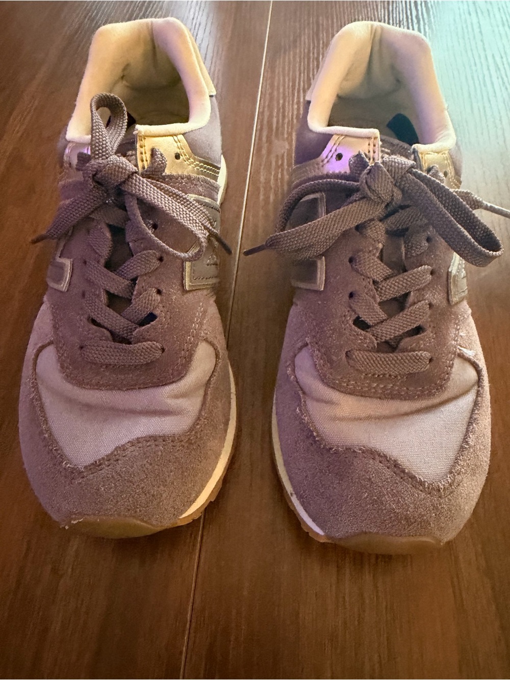 New Balance Lavender and Gold Girls Sneakers